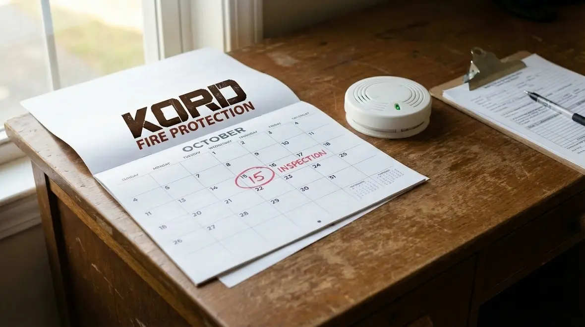 Kord Fire Protection technician documenting smoke sensitivity test results