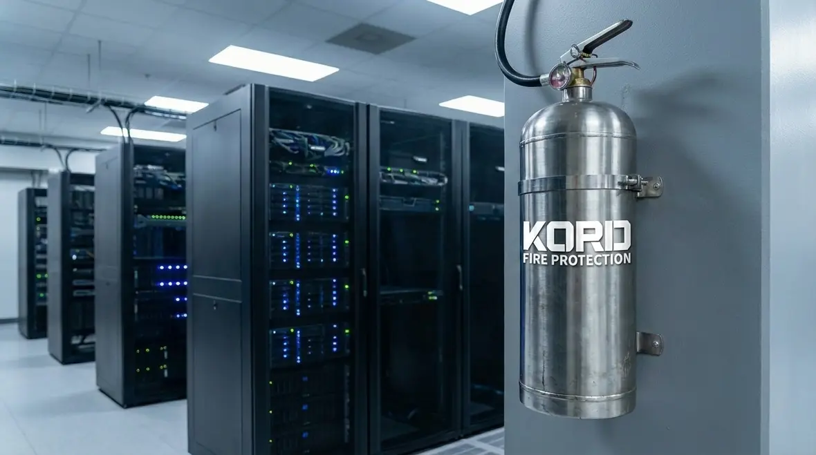 Technician inspecting a clean agent fire suppression system in Culver City