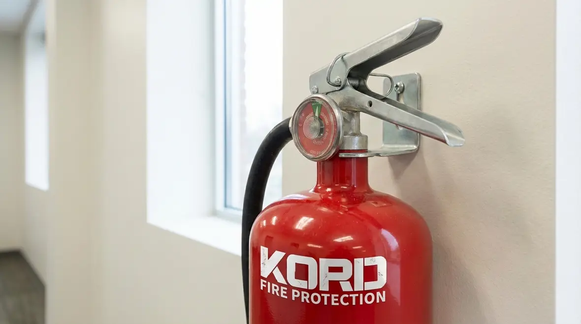 Technician performing fire extinguisher inspection in Cudahy