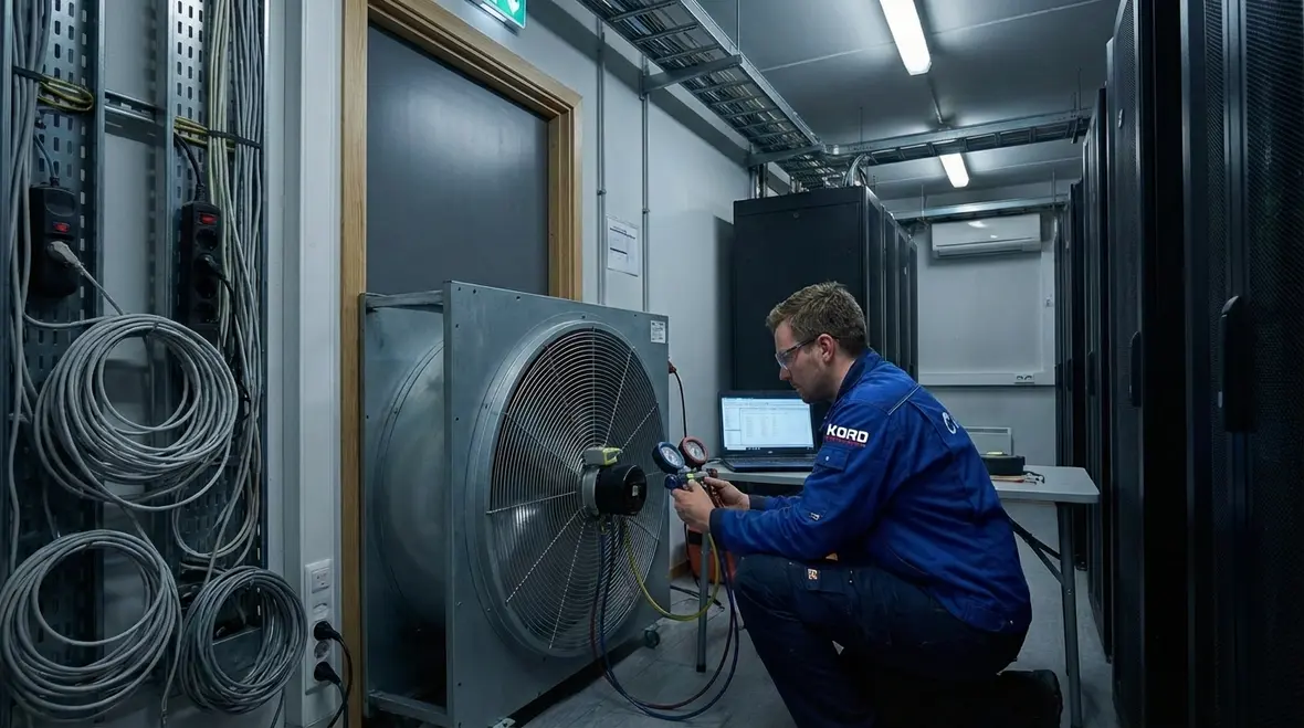 Door fan equipment used during Culver City room integrity testing