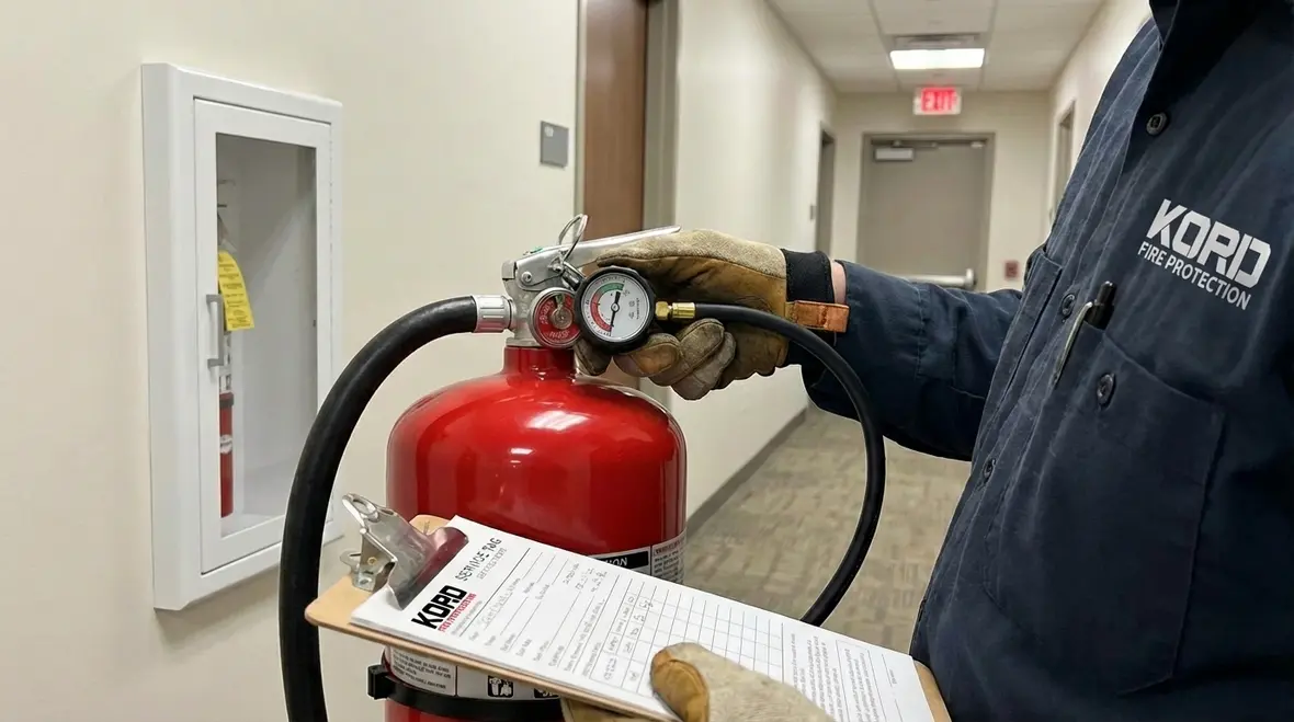 Fire extinguisher recharging and pressure checks