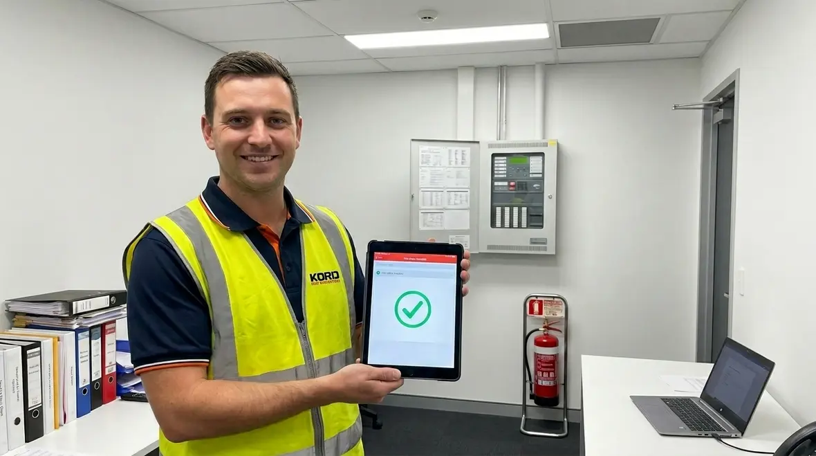 Fire safety compliance management with automated documentation dashboard and inspection records