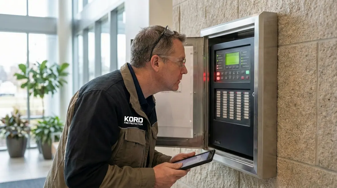 Commercial fire alarm monitoring panel in Inglewood