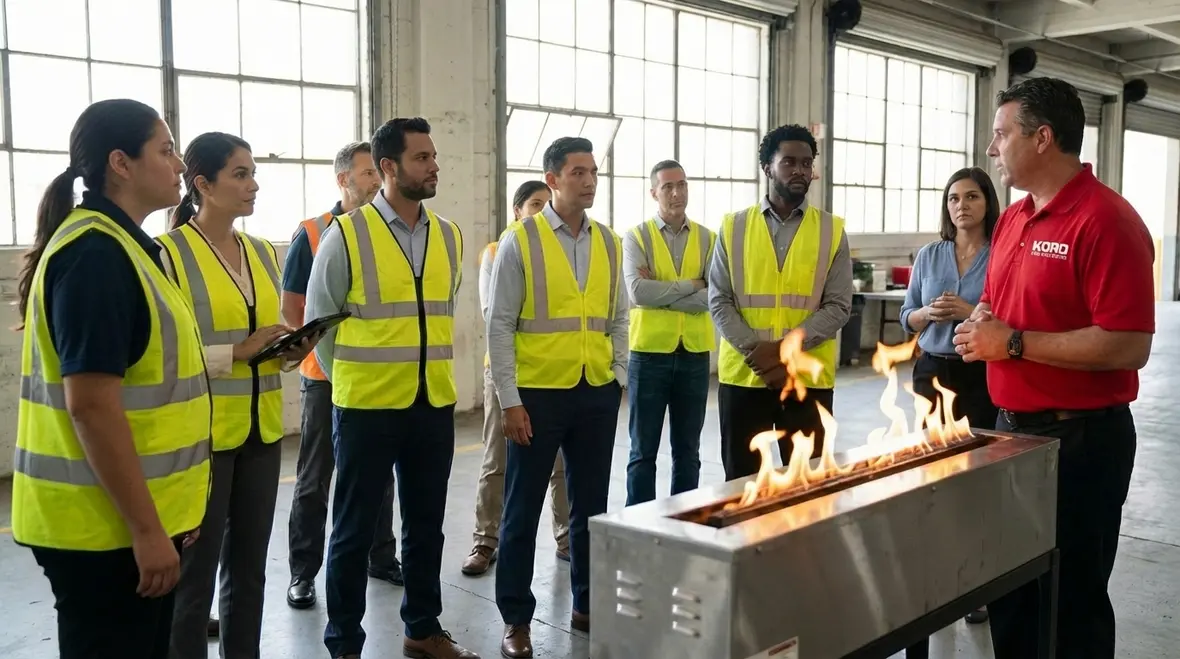 Technician leading Glendale fire extinguisher class