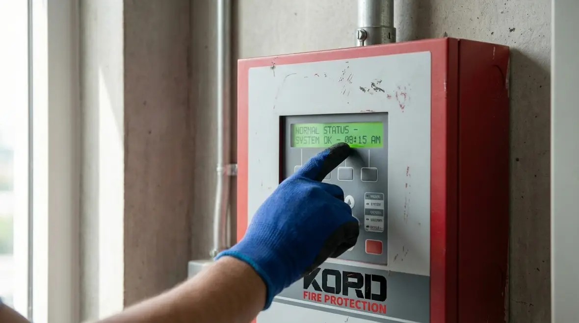 Technician performing Glendora fire alarm inspection