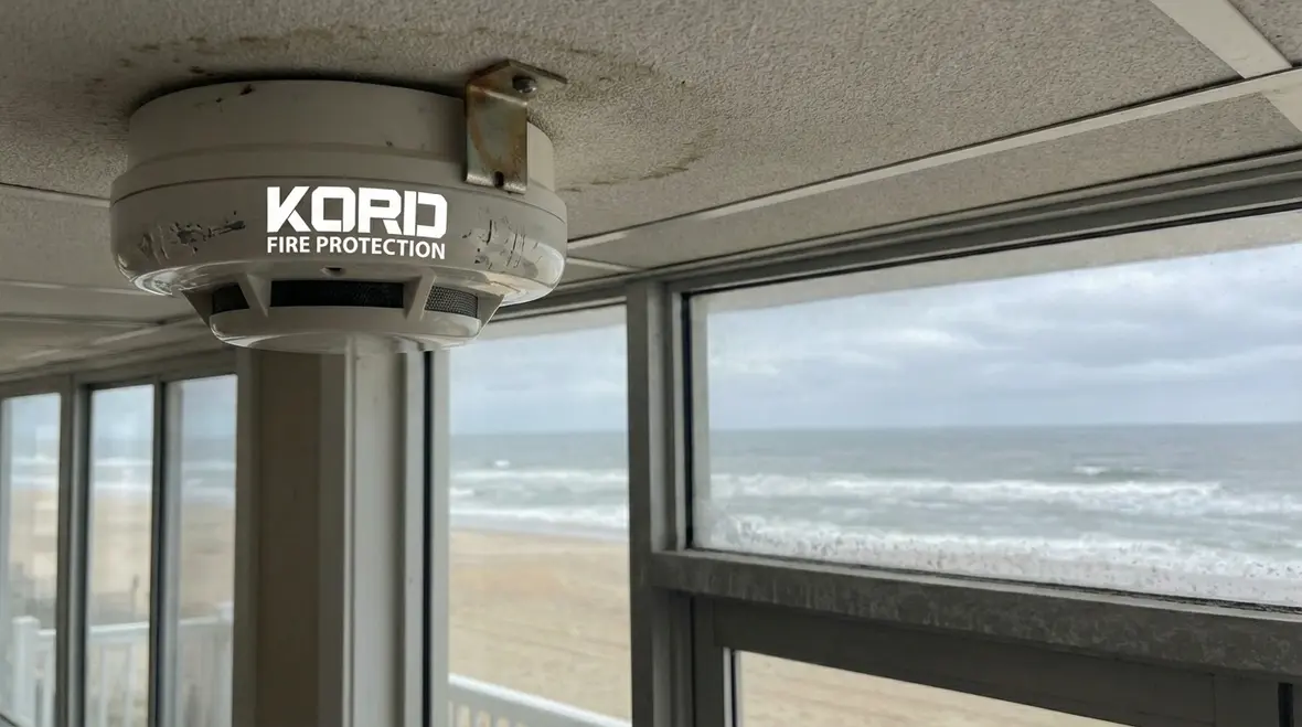 Commercial fire alarm system closeup