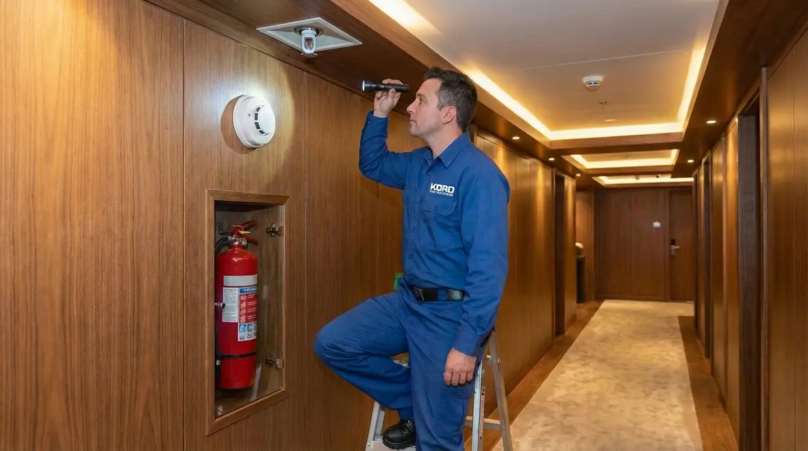 Fire alarm panel and sprinkler equipment in residential setting