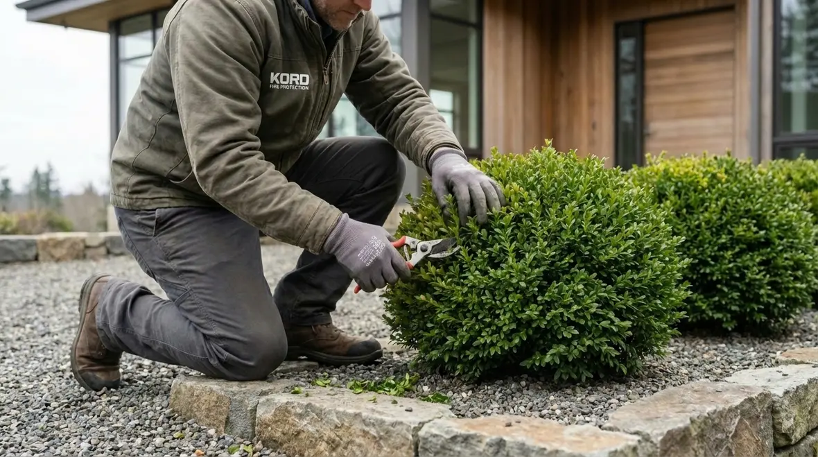 Defensible space and hardscape around a luxury home