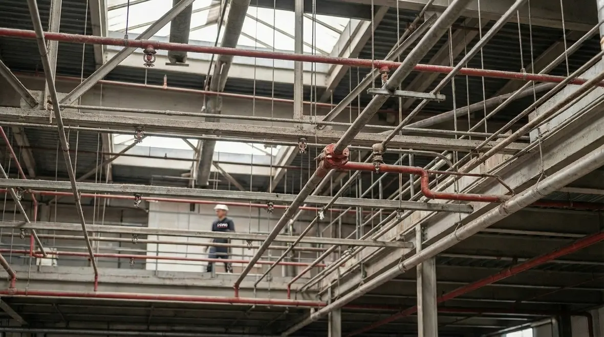 Industrial fire sprinkler protection in action