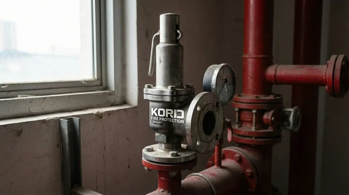 Technician adjusting pressure relief valve to improve fire suppression performance