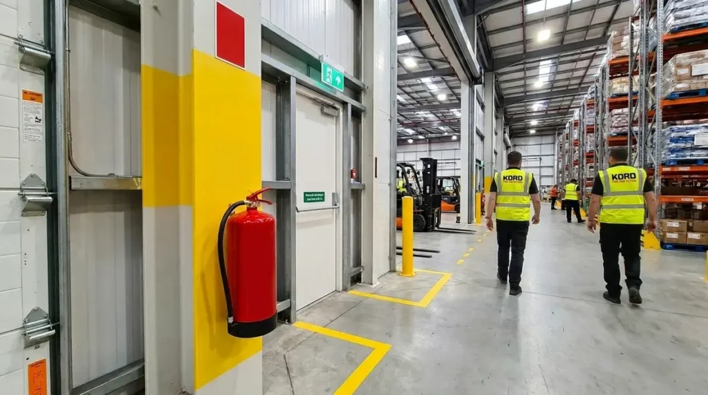 Industrial fire extinguisher placement