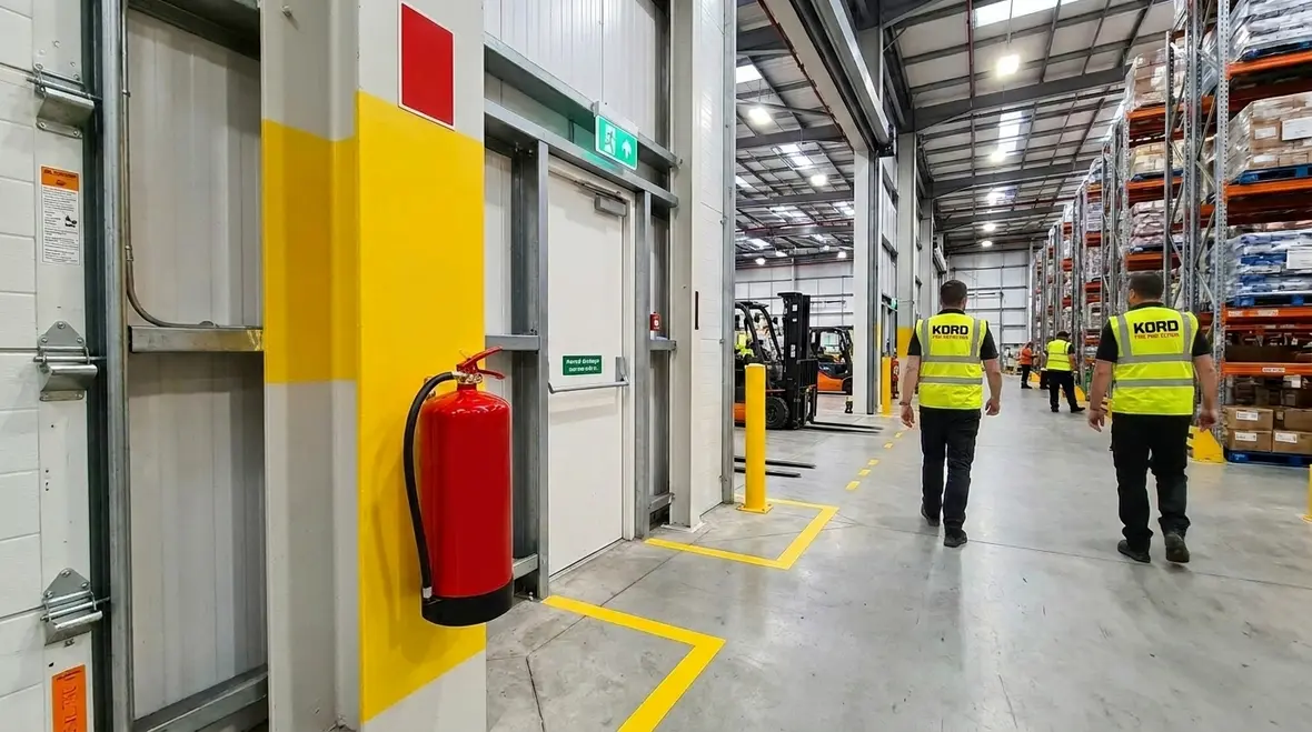 Industrial fire extinguisher placement in a large commercial building