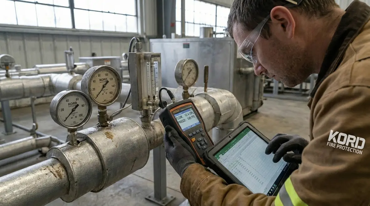 Industrial fire pump system piping layout and hydraulic design review