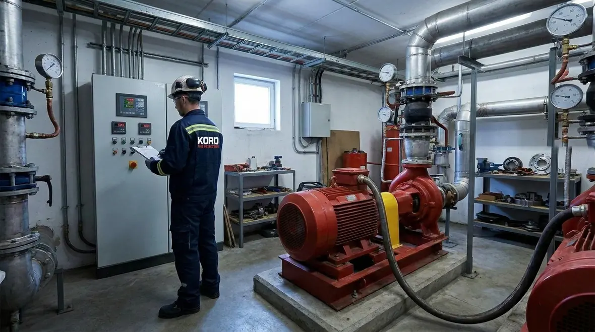 Industrial fire pump efficiency testing equipment and pump controls