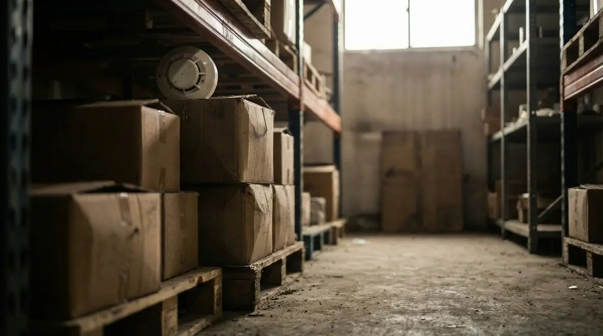 Improperly stored boxes creating obstruction near fire alarm devices