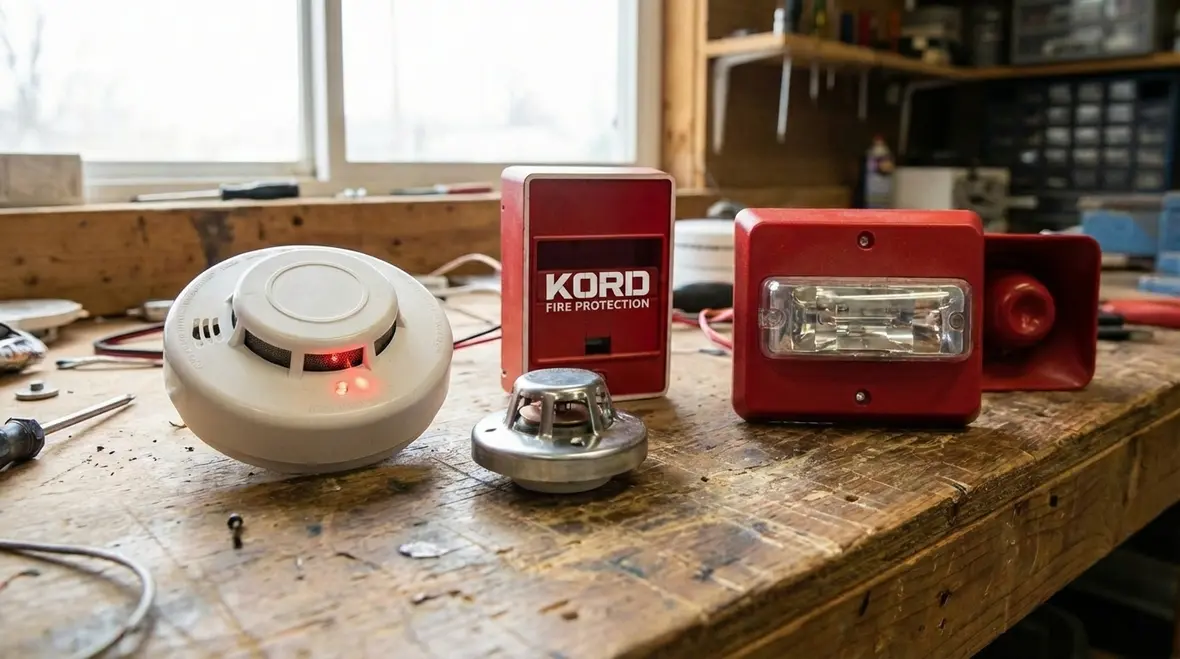 Fire alarm components and control panel layout