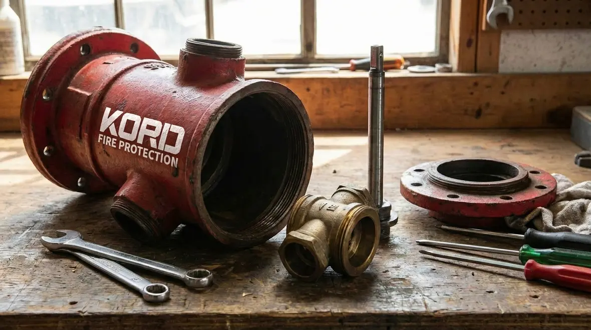Technician performing hydrant maintenance and flow testing