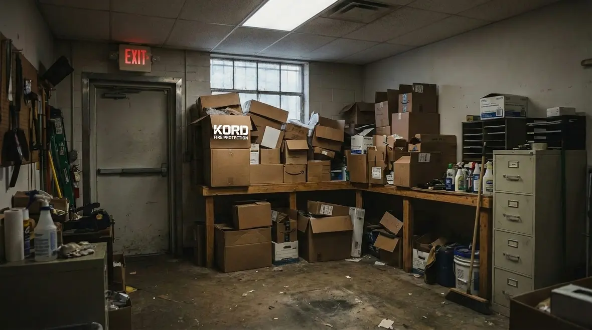 Business owner reviewing egress lighting test logs