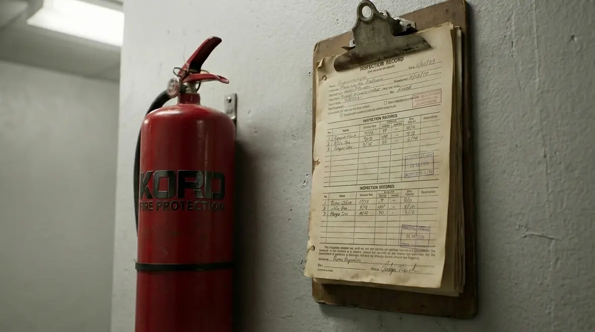 Fire extinguisher requiring service identified during inspection