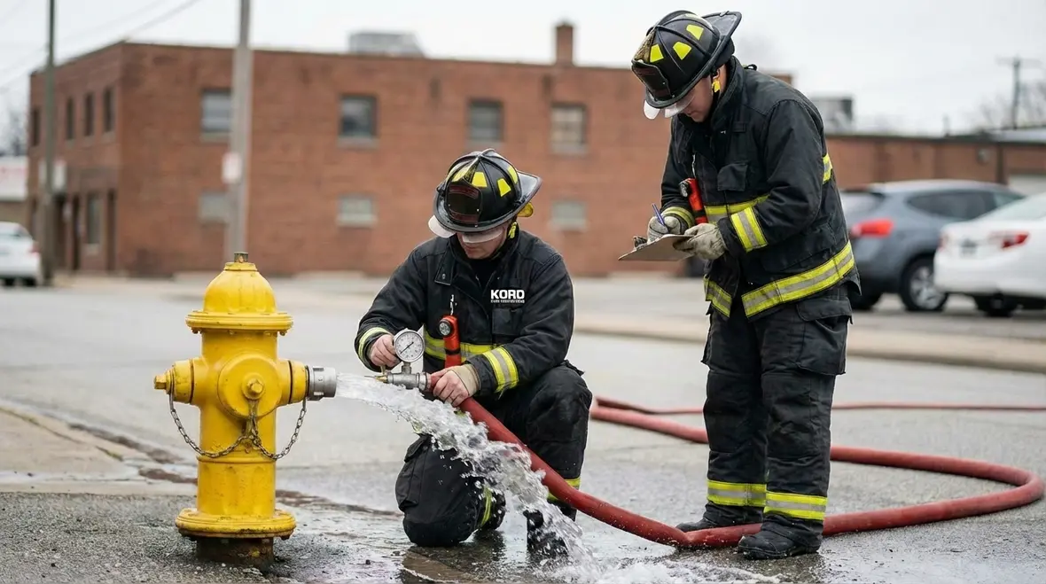 Hydrant flow and pressure gauges during Lawndale test