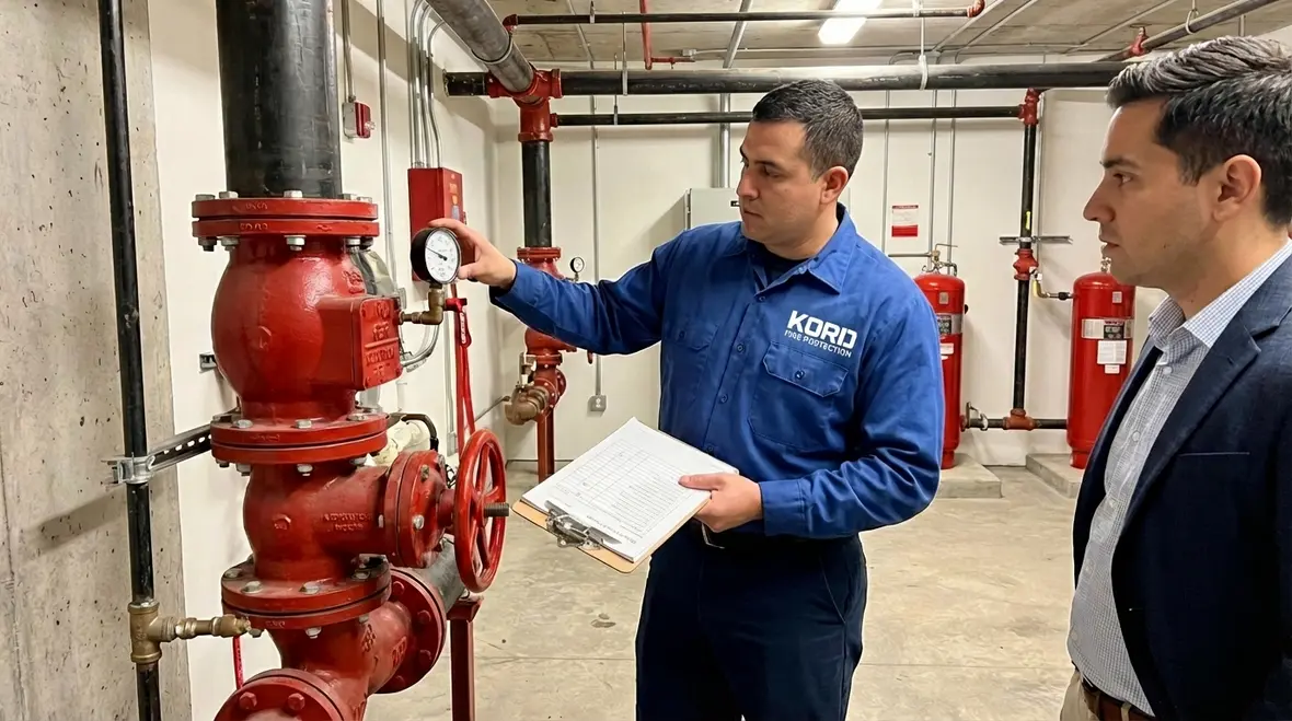 Lawndale standpipe inspection technician testing standpipe valve