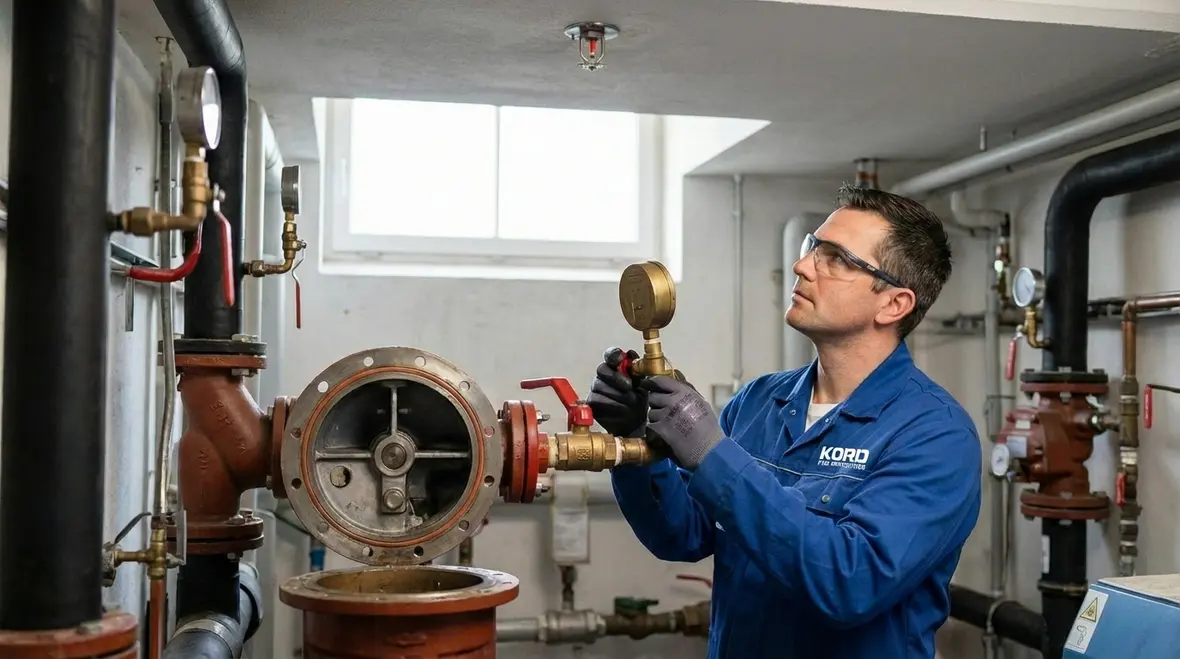 Lynwood commercial building with maintained fire sprinkler and alarm systems