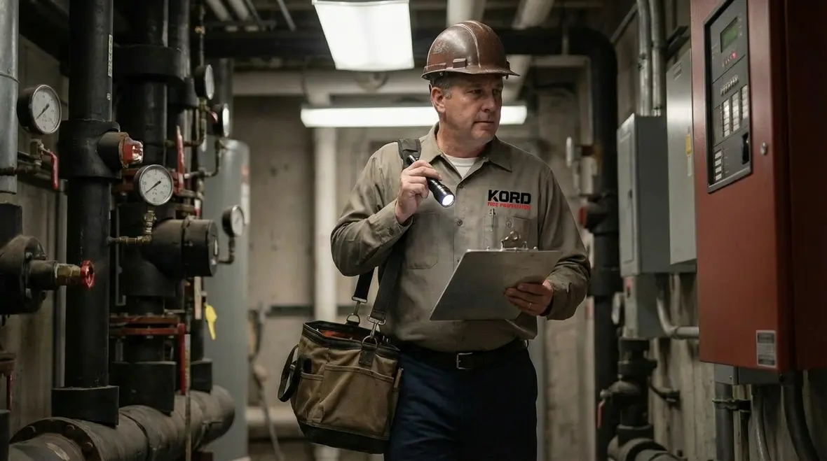 Corroded fire sprinkler piping identified during Lynwood inspection