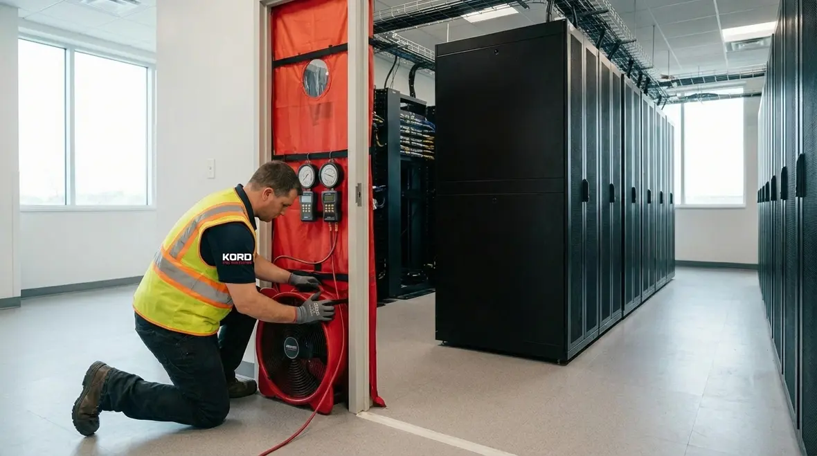 Clean agent fire suppression protecting Long Beach data room