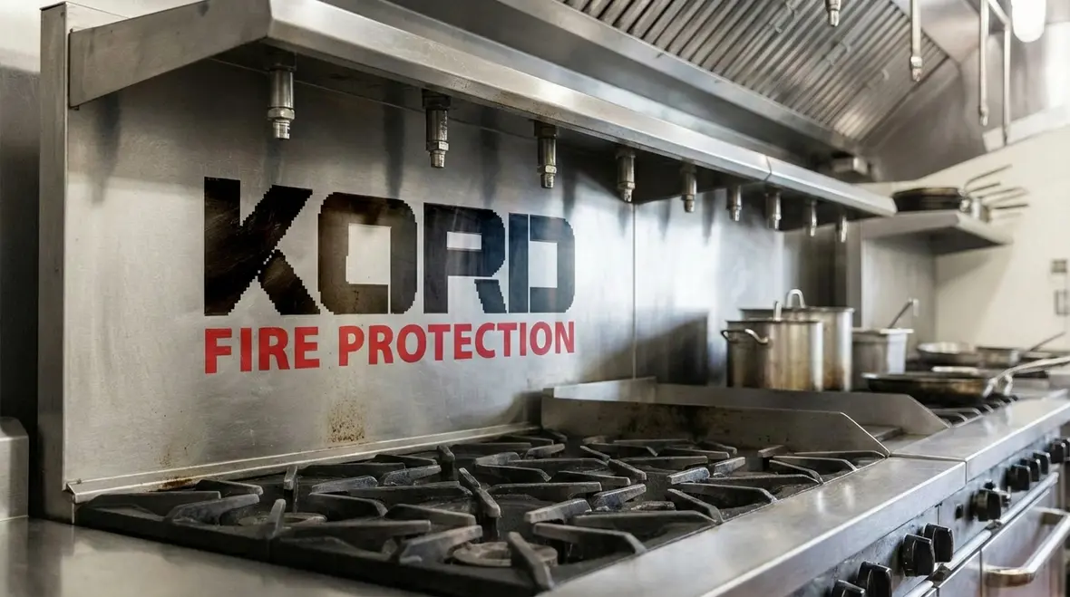 Pasadena commercial kitchen fire suppression nozzles over cooking line