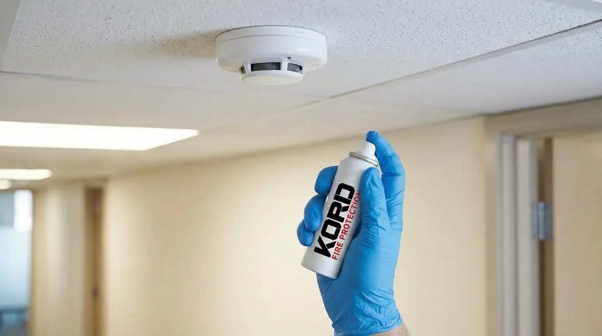 Technician performing Pasadena smoke detector sensitivity testing