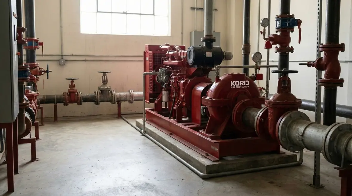 Technician performing Pasadena fire pump testing