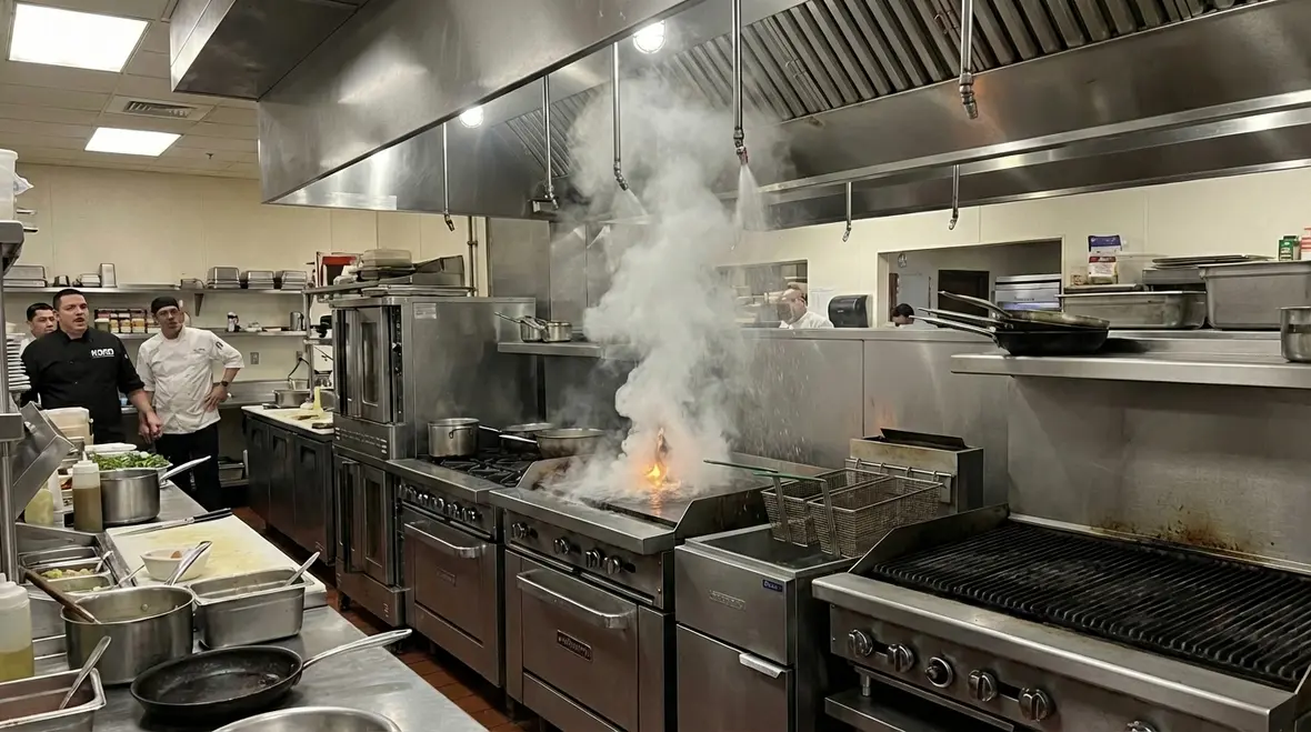 Kitchen suppression systems for equipment and grease fires