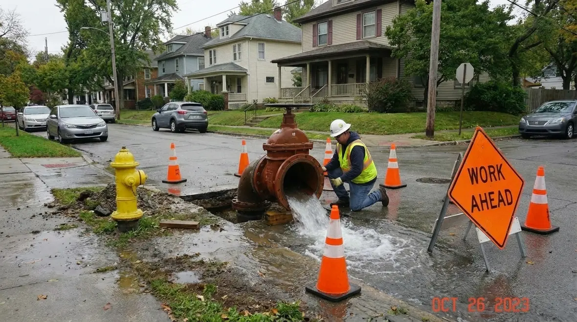 Diagram concept of water pressure and flow supporting fire sprinklers