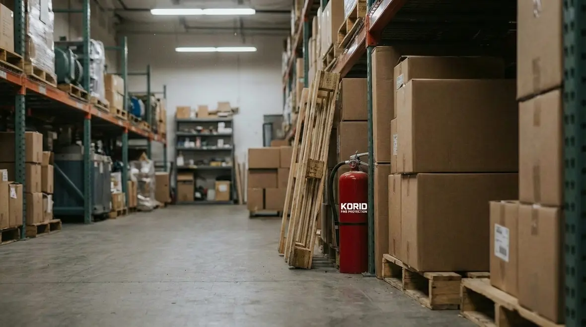 Example of common extinguisher placement mistakes with blocked access