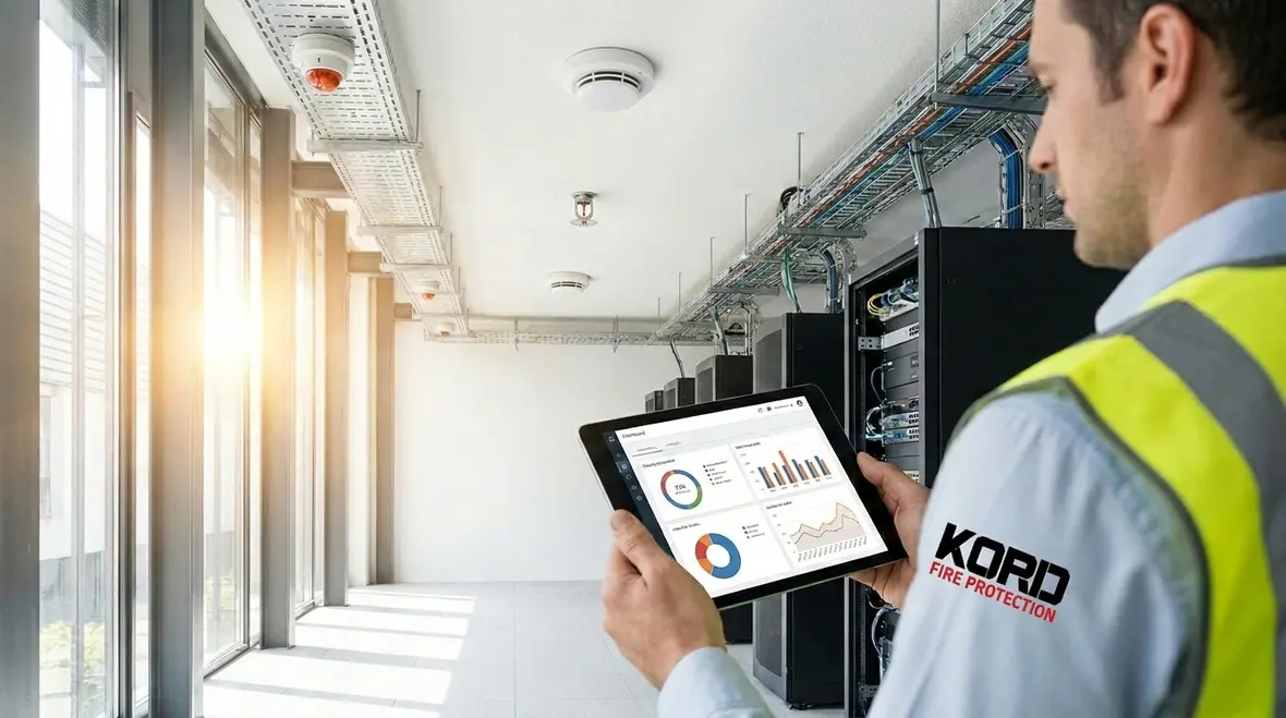 Smart fire protection systems monitoring commercial building safety