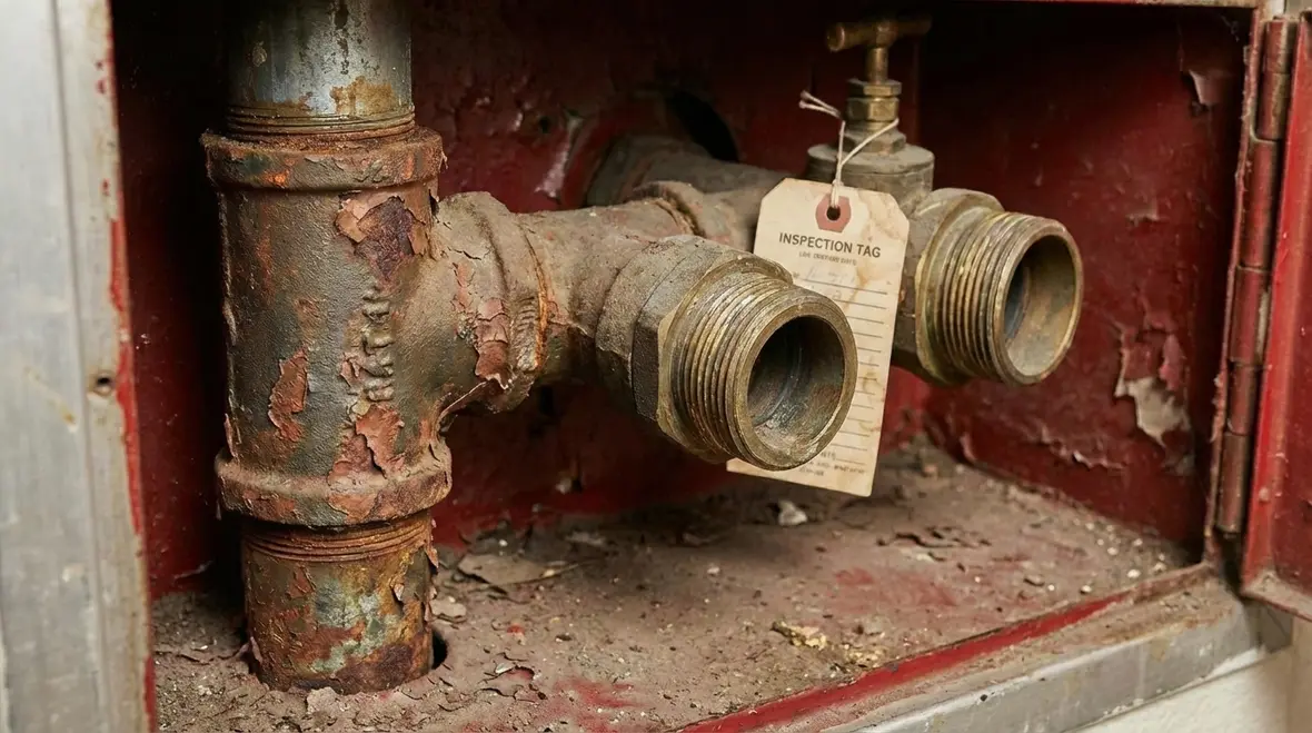 Technician performing a flow test on a Torrance standpipe system
