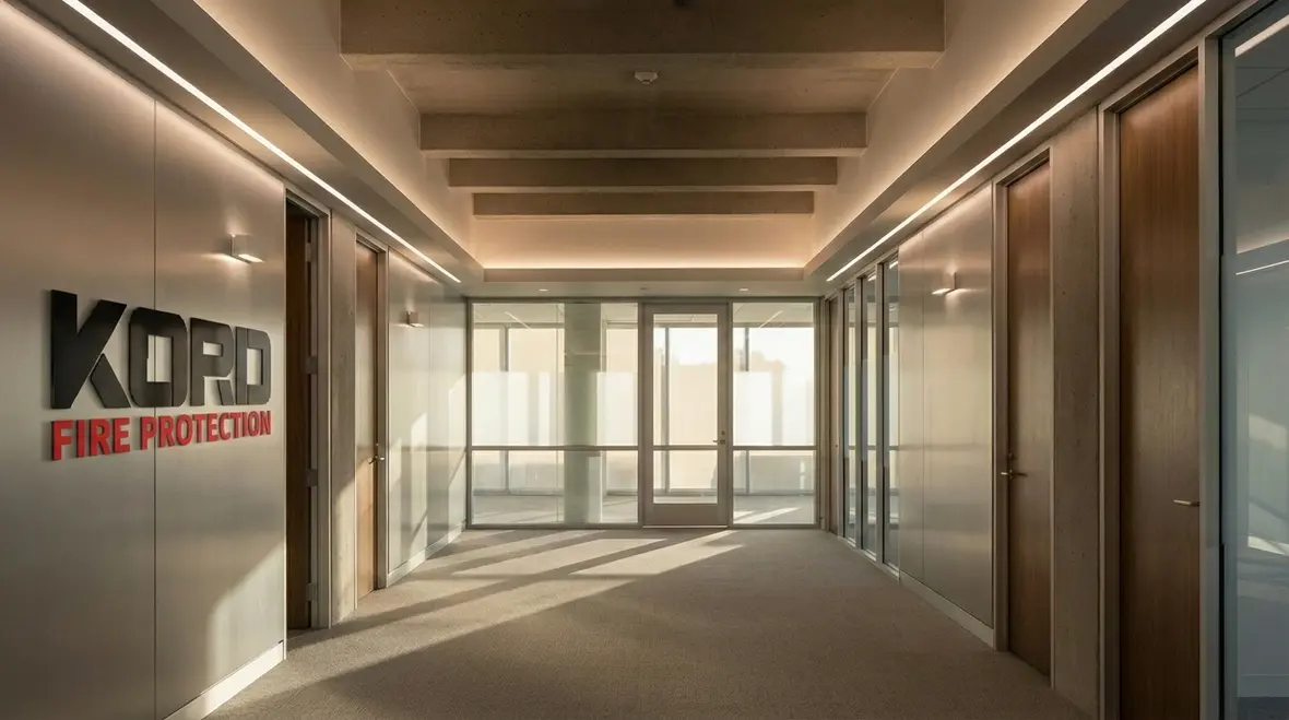 Emergency egress lighting fixtures in a West Hollywood commercial corridor