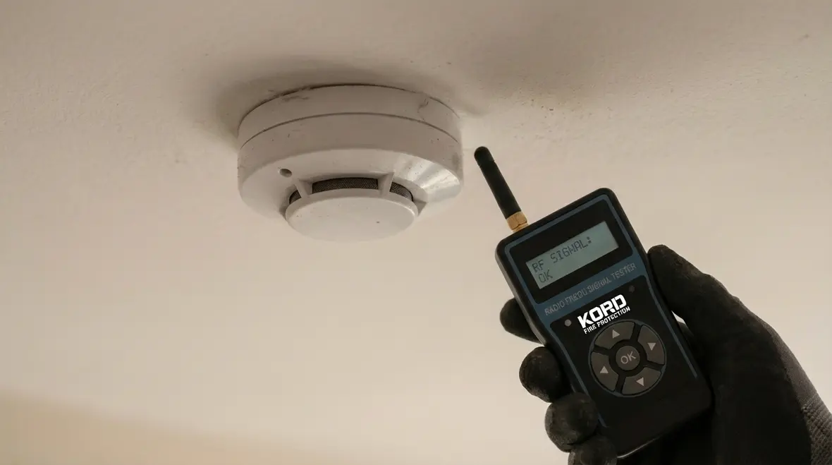 Wireless fire alarm control panel communicating with field devices