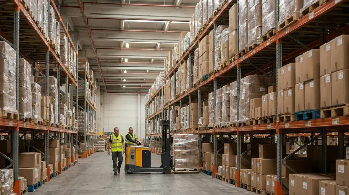Warehouse sprinkler layout in a high piled storage facility