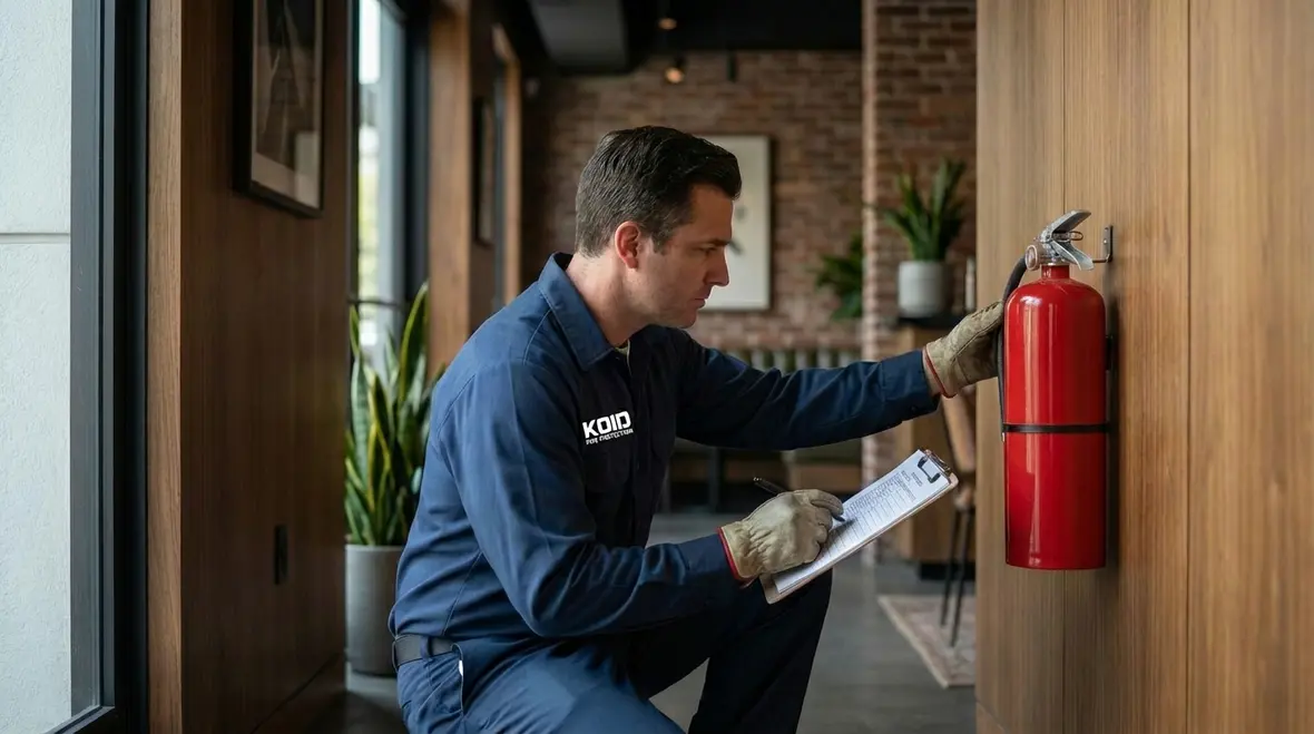 Fire extinguisher inspection in West Hollywood commercial building