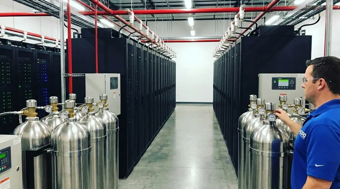 Clean agent for data centers fire suppression cylinders