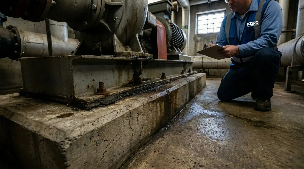 Vibration data collection points on a commercial fire pump
