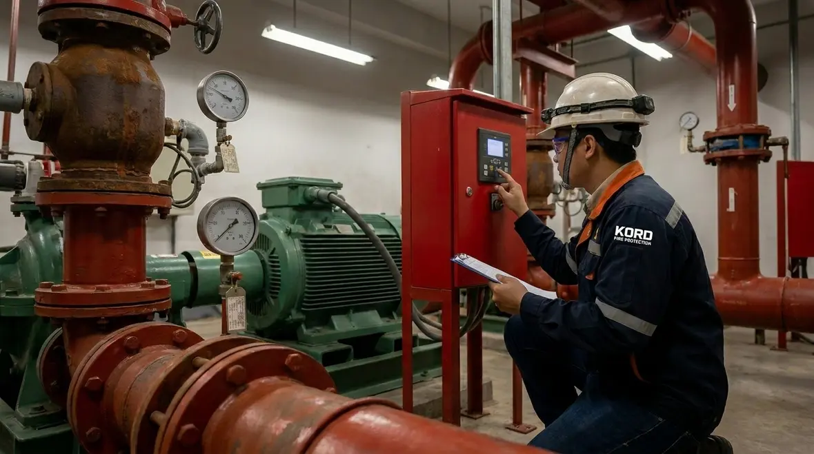 Commercial sprinkler piping and pressure monitoring equipment