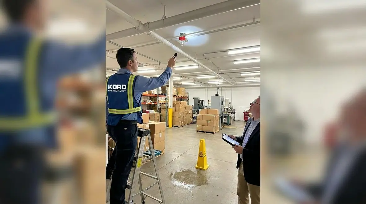 Commercial sprinkler system water damage prevention in a commercial building