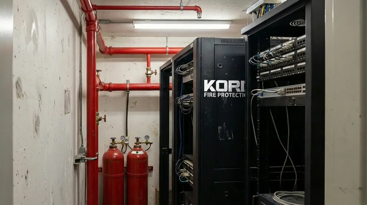 Retrofit fire suppression piping around dense racks