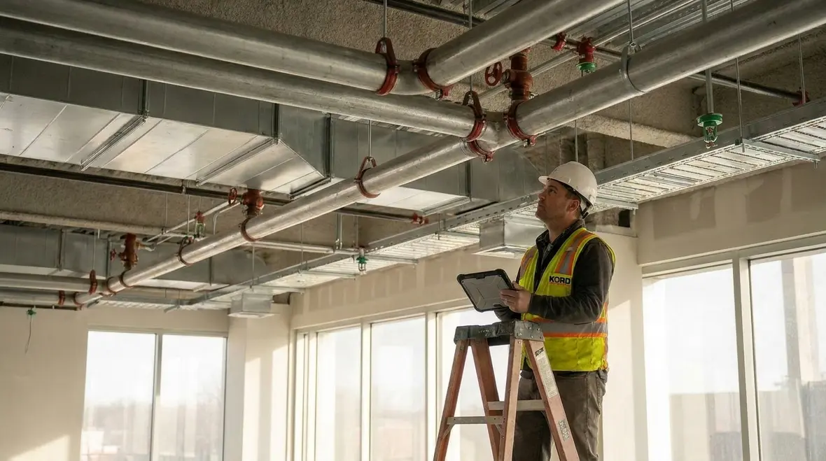 Warehouse sprinkler system layout installation coordination
