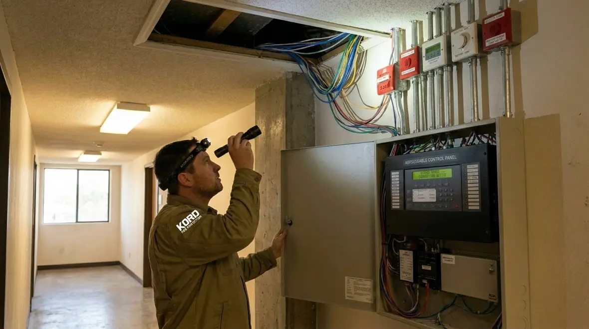 Multi brand fire protection system commissioning steps for detection and output control sequencing