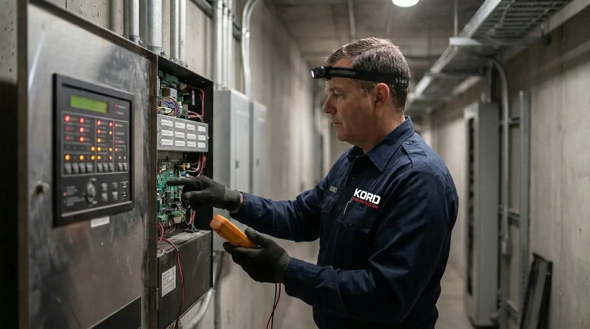 Fire detection and suppression system components working together