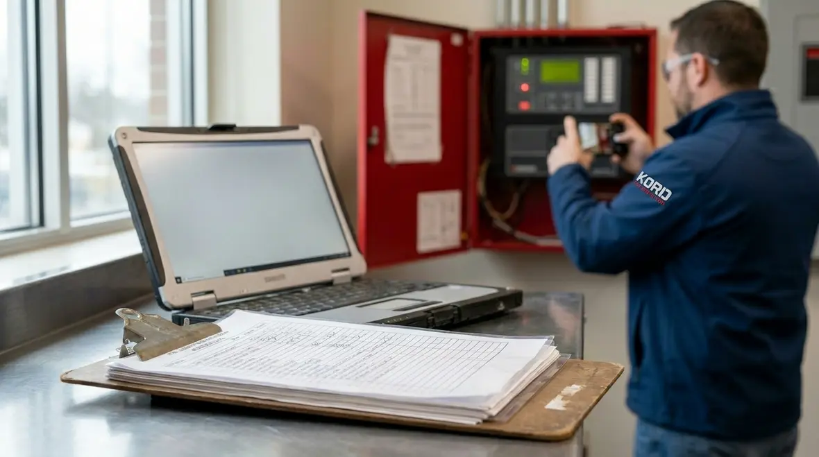 Coordinated fire alarm testing to reduce building downtime