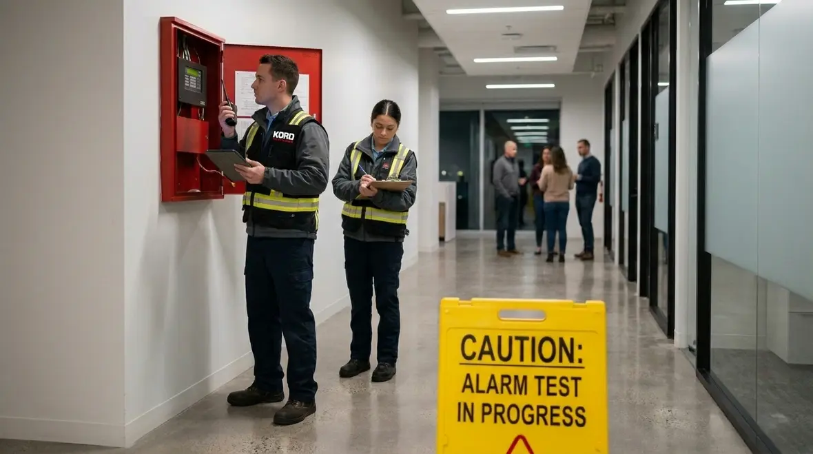 Fire alarm panel compliance testing and documentation